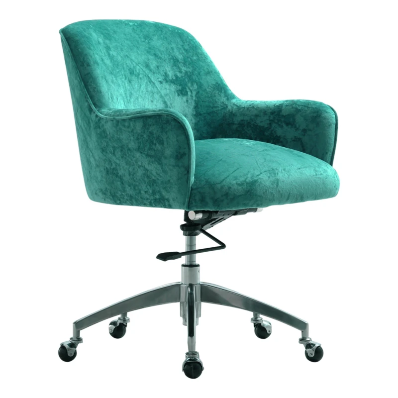Image of Kabinet UK Velvet Upholstered Wheeled Swivel Office Chair Light Green unisex One size