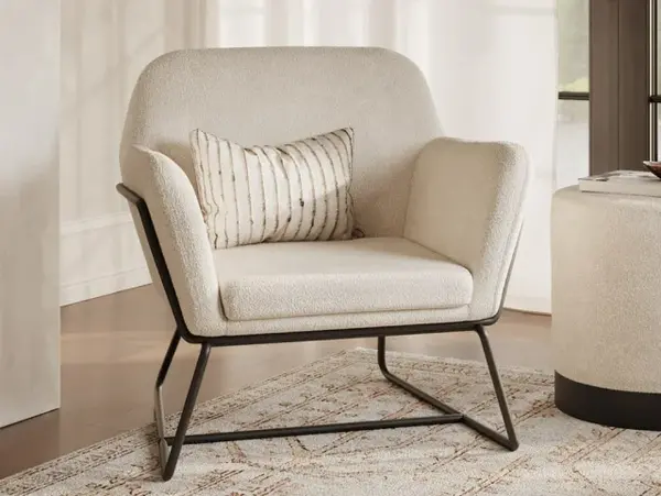 Image of LPD Charles Ivory Boucle Fabric Armchair