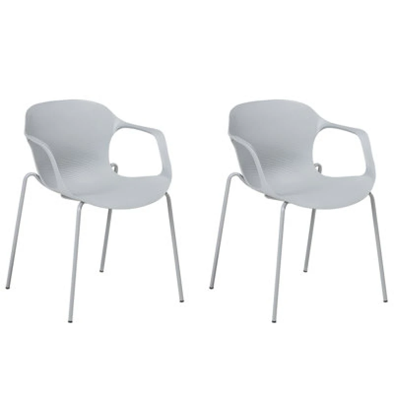 Image of Beliani Set Of 2 Dining Chairs Elbert Light Grey