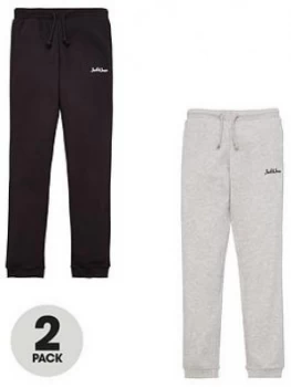 Image of Jack & Jones Junior Boys 2 Pack Logo Joggers - Black/Light Grey Marl