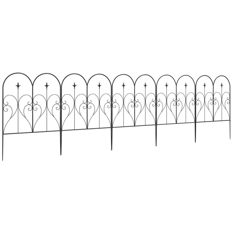 Image of Outsunny 5pc Decorative Garden Fencing 32" x 10ft, Black 844-796V00BK