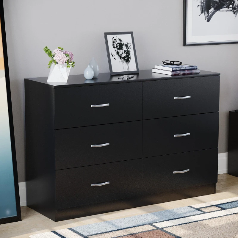 Image of Lassic Vida Designs Riano 6 Drawer Chest Black unisex 6 Drawers