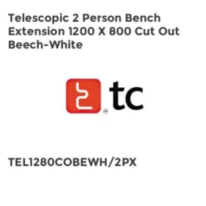 Image of TC Group Telescopic 2 Person Bench Extension 1200 x 800 Cut Out Beech-White