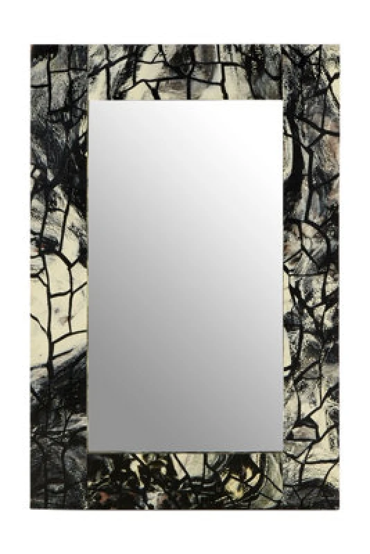 Image of Orsina Aliso Wall Mirror, Grey, Black, Glass, Synthethic, Wood
