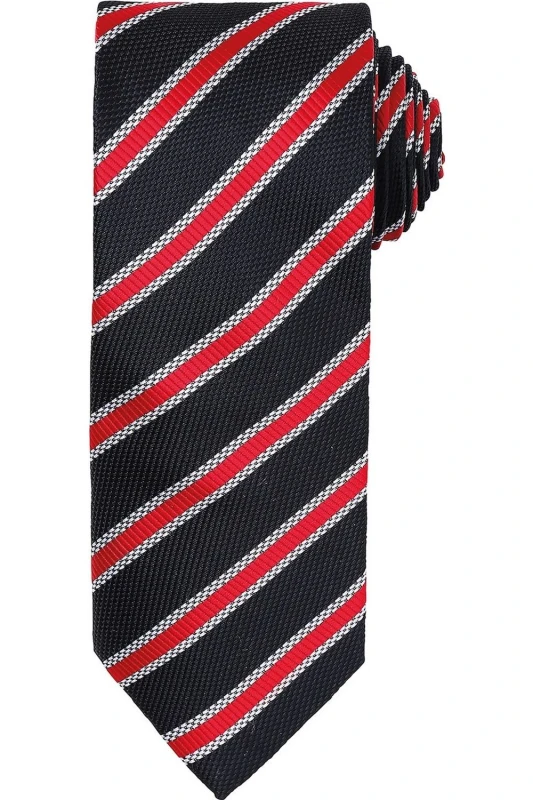 Image of Premier Premier Men Stripe Waffle Tie in Black One Size Male 5063425959891