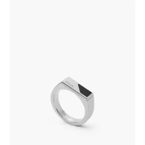 Image of Fossil Mens Dress Dive Black Onyx Signet Ring - Silver