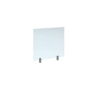 Image of Straight high desktop acrylic screen with silver brackets 800mm x 700mm