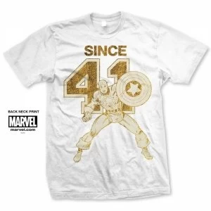 Image of Marvel Comics Captain Since 41 Mens White T Shirts Large