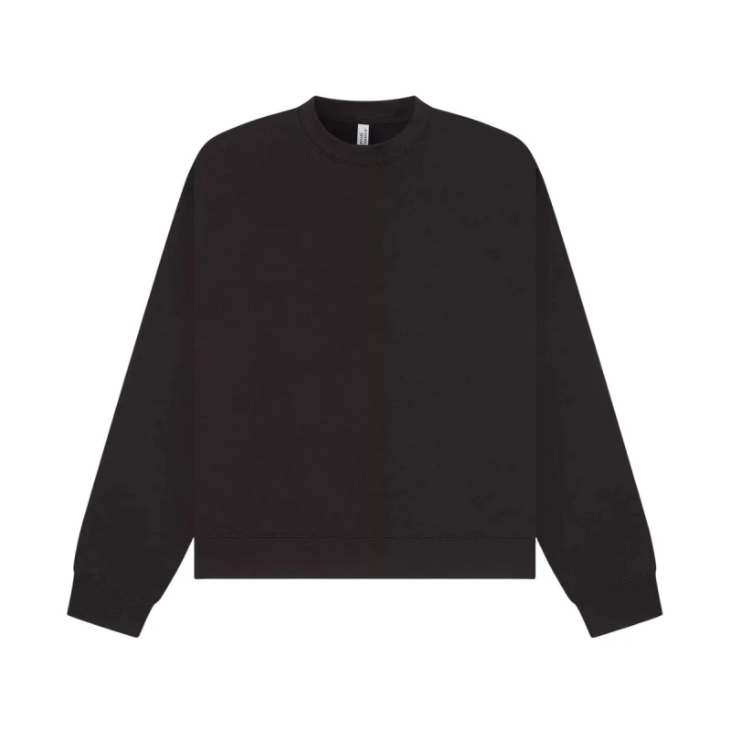 Image of Casual Classics Mens Premium Extended Neckline Boxy Oversized Sweatshirt in Black Size: XS Black Male XS