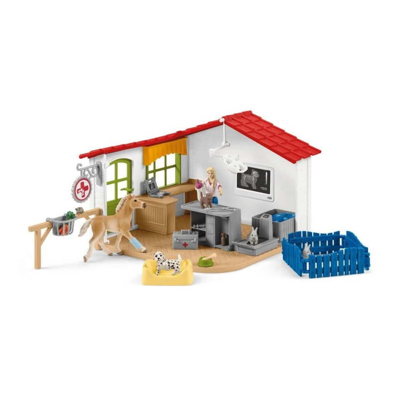 Image of Schleich Farm World Veterinarian Practice with Pets Toy Childrens Toys One Size Multi 74903199001