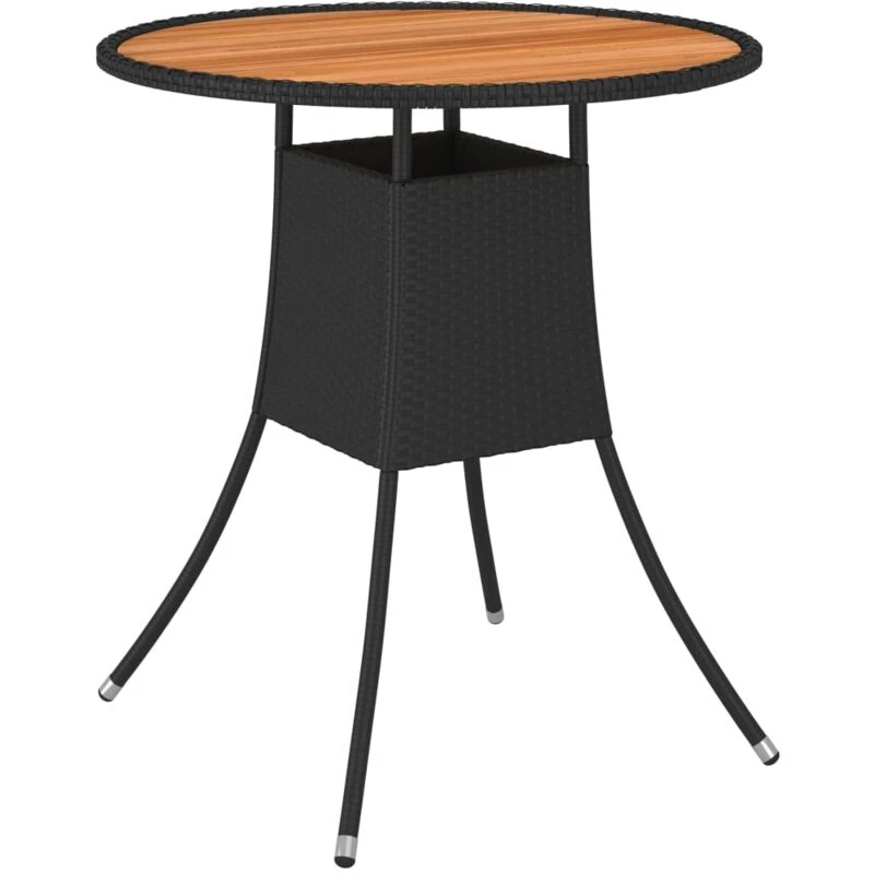 Image of VIDAXL Garden Dining Table Black o 70cm Poly Rattan and Solid Acacia Wood Vidaxl 8720286087565