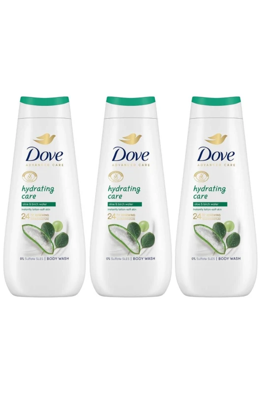 Image of Dove 'Body Wash' Hydrating Care 24H Renewing Micromoisture, 3x 400ml White