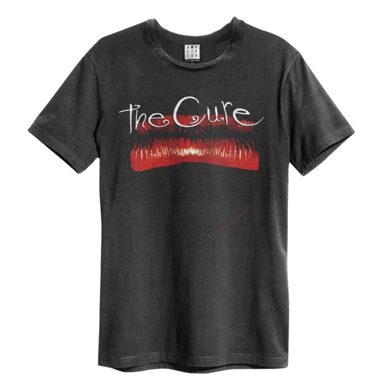 Image of Amplified Amplified Men Lips The Cure T-Shirt in Charcoal Size: Small Charcoal S Male 5063470090914