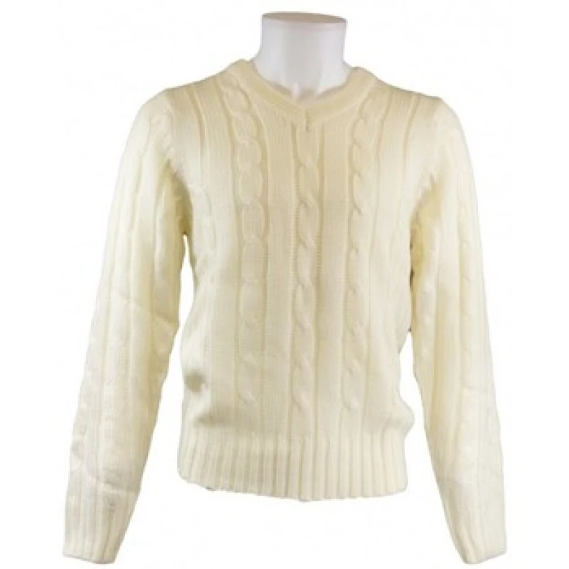 Image of Carta Sport Carta Sport Men Embroidered Cricket Jumper in Off White Size: Medium Off White M Male 5063107217035