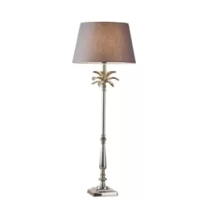 Image of Table Lamp Polished Nickel Plate & Charcoal Grey Cotton 60W E27 GLS