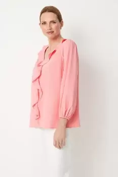 Image of Pink Ruffle Front Blouse
