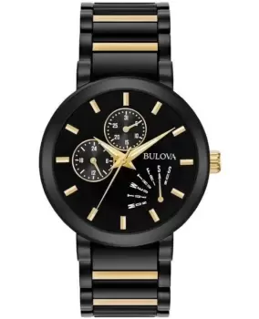 Image of Bulova Modern Black Dial Two-Tone Stainless Steel Mens Watch 98C124 98C124