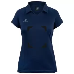 Image of Gilbert Eclipse Womens Netball Polo Shirt w Bib Attachments - Blue