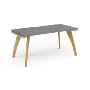 Image of Fuze single desk 1600mm x 800mm - white frame and grey oak top