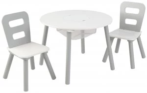Image of KidKraft Round Storage Table and Chair Set Grey White