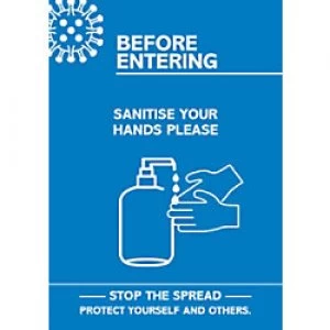 Image of Seco Health & Safety Poster Before entering, sanitise your hands Semi-Rigid Plastic 42 x 59.5 cm