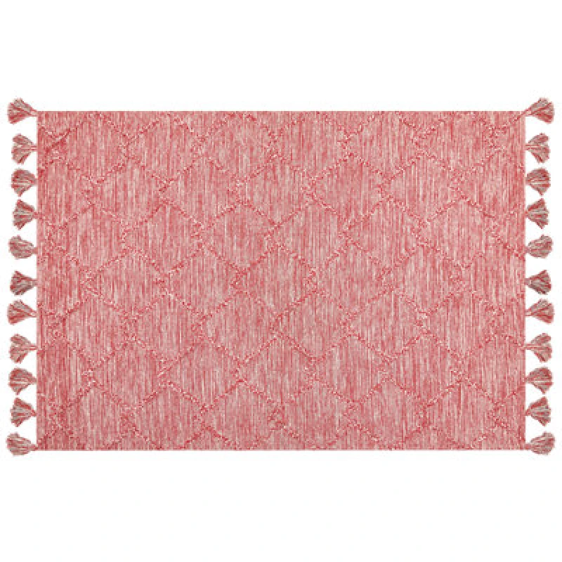 Image of Beliani Rug Nigde Red 160 X 230 Cm Cotton