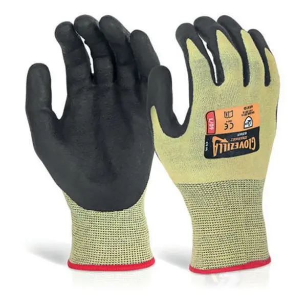 Image of Glovezilla Beeswift Glovezilla Nitrile Palm Coated Gloves 1 Pair Yellow S GZ06YS