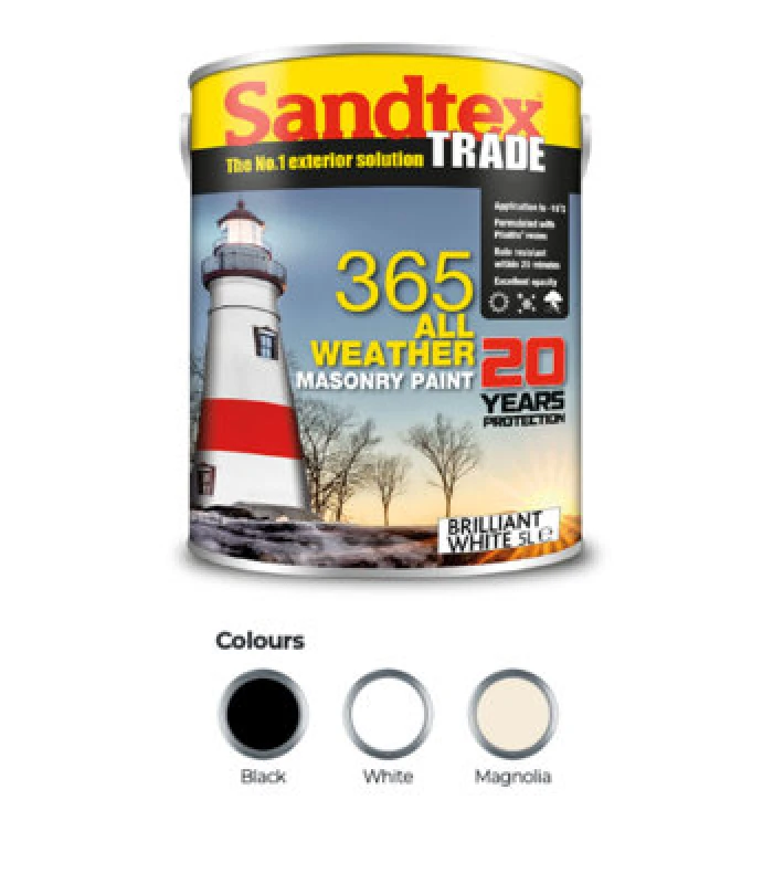 Image of Sandtex Trade 365 All Weather Masonry Paint - White - 5L
