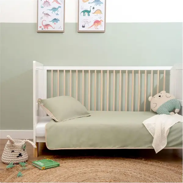 Image of Clair De Lune Clair de Lune Organic Cot Bed Duvet Set One Size Sage/Cream 83841690000