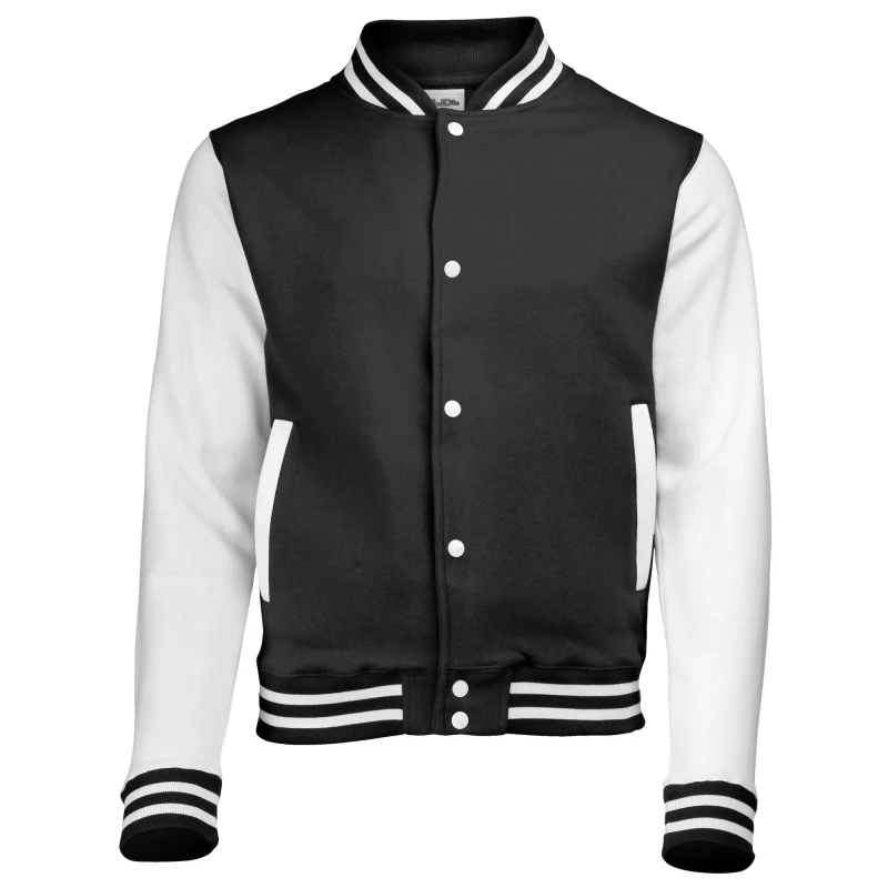Image of AWDis Varsity Jacket in Jet Black Size: 12-13 Years Jet Black Unisex 12-13 Years