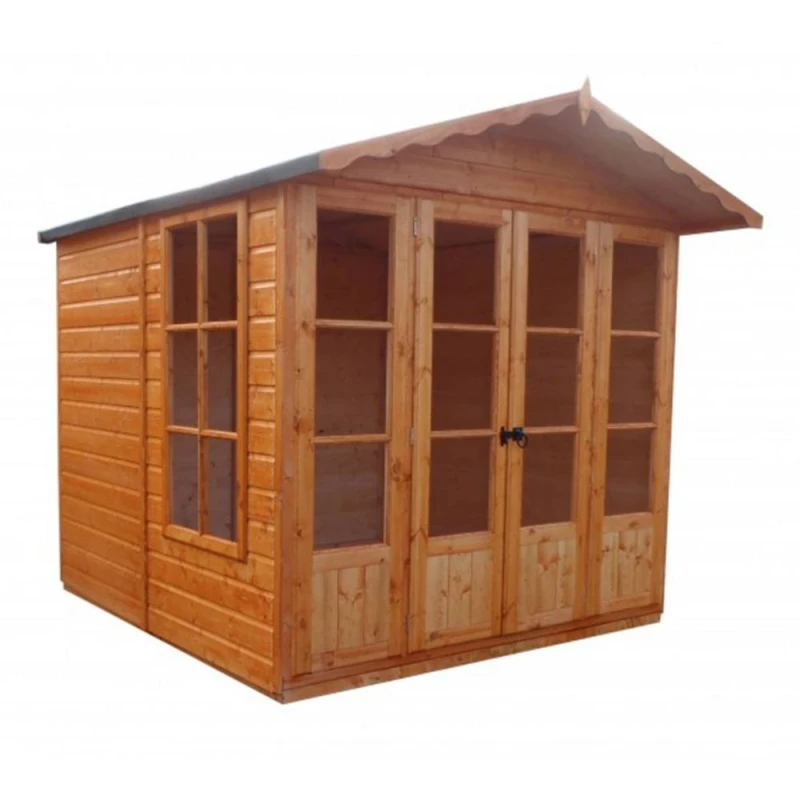 Image of Shires Kensington Shiplap Summerhouse Garden Sun Room Approx 7 x 7 Feet in Brown Brown Unisex