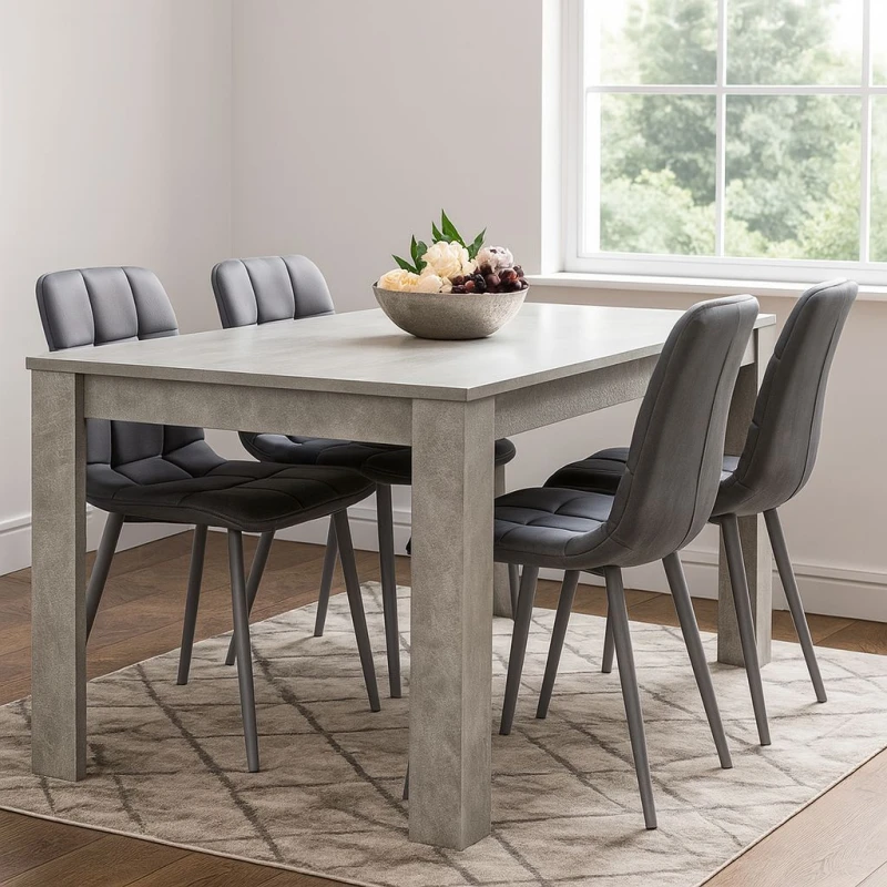 Image of KOSY KOALA KOSY KOALA Dining Table Set with 4 Chairs Dining Room and Kitchen table set of 4 in Grey Grey One Size Unisex 5060711585369