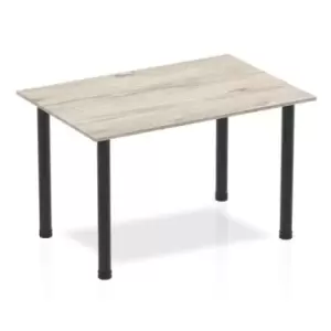 Image of Impulse 1200mm Straight Table Grey Oak Top Black Post Leg