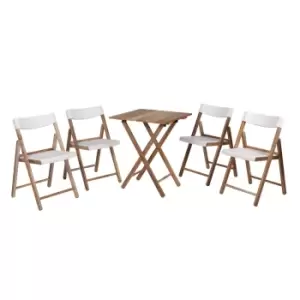 Image of Tramontina Teak Wood 5 Pcs. Folding Bistro Set - White