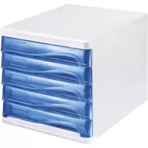 Image of helit Drawer box, housing colour white, pack of 4, drawer colour blue, transparent