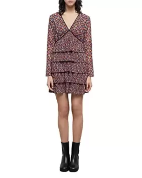 Image of The Kooples Blazing Field Floral Print Tiered Mini Dress