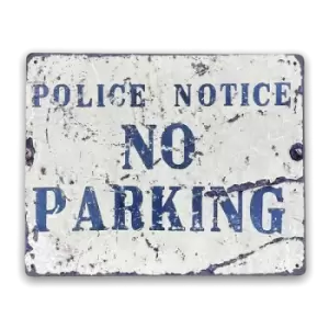 Image of Police Notice No Parking Vintage Metal Sign