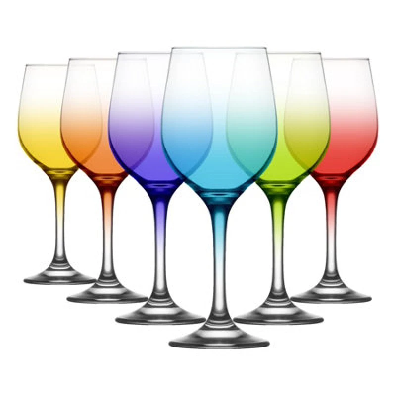 Image of LAV Glassware Lav Fame Wine Glasses - 395Ml - Full Colour - Pack Of 6