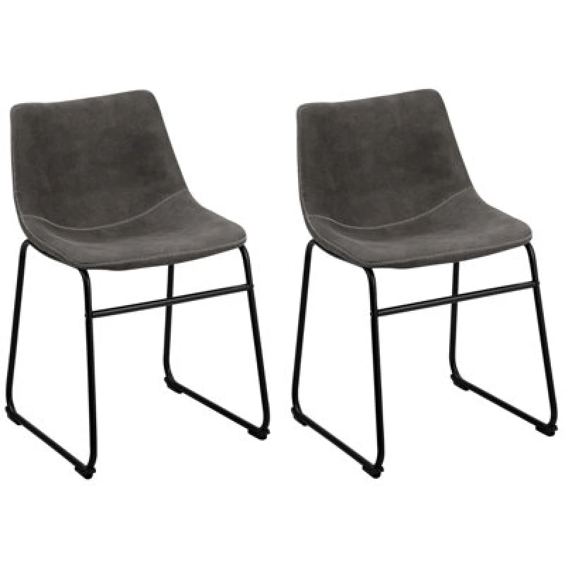Image of Beliani Set Of 2 Dining Chairs Batavia Dark Grey