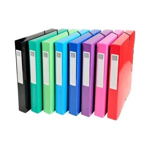 Image of Iderama A4 40mm Spine Premium Pressboard Filing Box Assorted Colours Pack of 8
