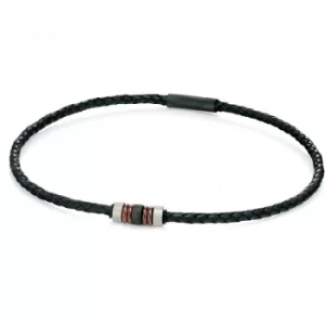 Image of Mens Fred Bennett Stainless Steel Leather Necklace 19.5 Inch