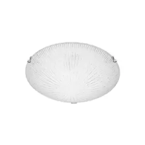 Image of Netlighting Merano Dawson 30cm Flush Ceiling Light White, Clear Structured Glass