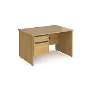 Image of Dams International Straight Desk with Oak Coloured MFC Top and Graphite Frame Panel Legs and 2 Lockable Drawer Pedestal Contract 25 1200 x 800 x 725mm