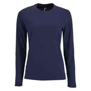 Image of SOLS Womens/Ladies Imperial Long Sleeve T-Shirt (L) (French Navy)