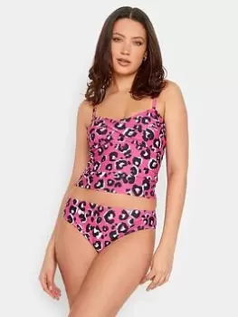 Image of Long Tall Sally Pink Leopard Twist Front Tankini, Pink, Size 26, Women