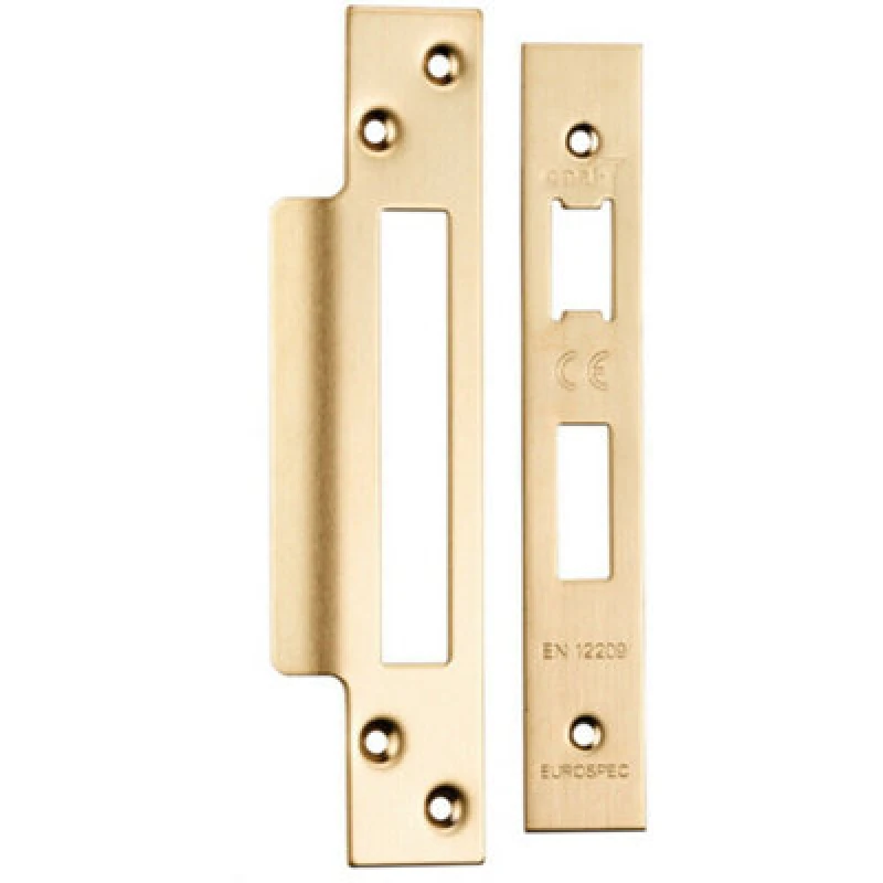 Image of Loops Square Forend Strike and Fixing Pack Suitable for Sashlocks Satin Brass Metallics