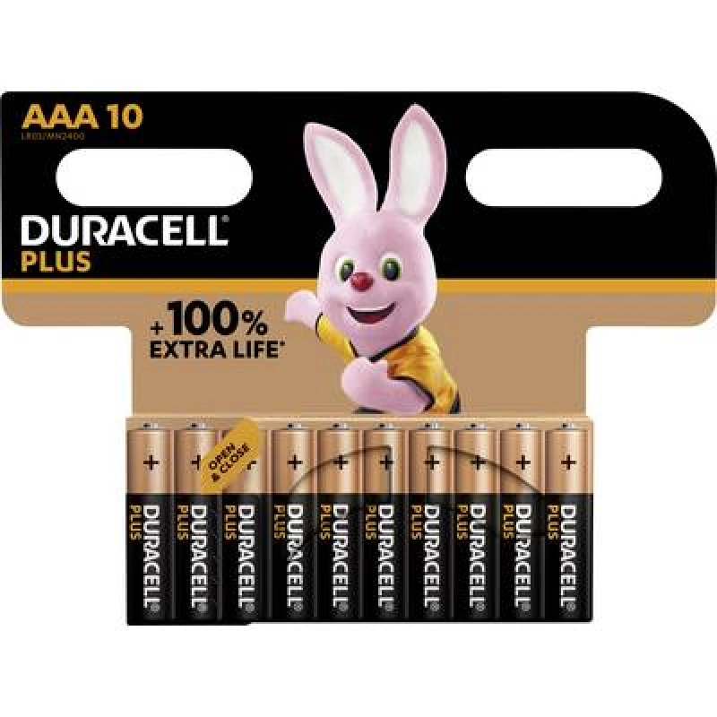 Image of Duracell Plus Power AAA Alkaline Battery Pack of 10 MN2400B10PLUS