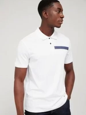 Image of Armani Exchange Tape Logo Polo Shirt &ndash; White, Size S, Men