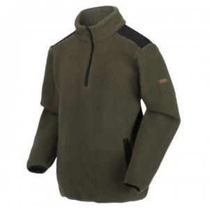 Image of Regatta Colman Half Zip Fluffy Fleece - DkKhaki/Blac