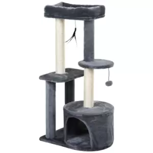 Image of PawHut Cat Multi-Activity Tree Tower w/ Perch House Scratching Post Platform Play Ball Plush Covering Play Rest Relax Grey White